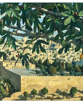 אילן ברוך, "תאנה בירושלים", שמן על בד, 2017 | אבי אמסלם אילן ברוך, "תאנה בירושלים", שמן על בד, 2017 | אבי אמסלם