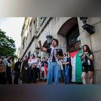 הפגנה אנטי־ישראלית באוניברסיטת קולומביה. | איי.אף.פי הפגנה אנטי־ישראלית באוניברסיטת קולומביה. | איי.אף.פי