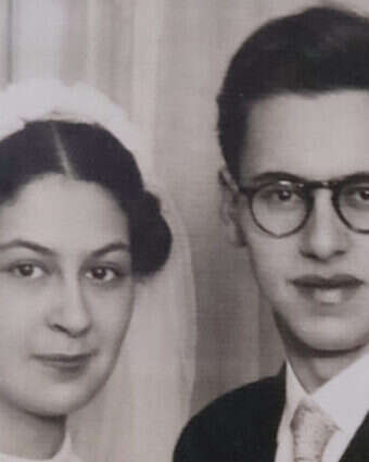 הרב אלי בלוך וז'ורז'ט (לבית סמואל) בחתונתם, 1936 | באדיבות המשפחה הרב אלי בלוך וז'ורז'ט (לבית סמואל) בחתונתם, 1936 | באדיבות המשפחה