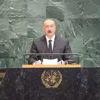 נשיא אזרבייג'ן אילהם אלייב נואם באו"ם, ספטמבר 2025 | גטי אימג'ס נשיא אזרבייג'ן אילהם אלייב נואם באו"ם, ספטמבר 2025 | גטי אימג'ס