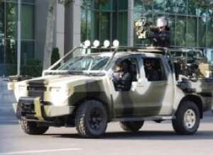 In the photo below you can see the ATGM Spike LR, mounted on the patrol car, 