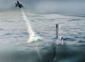 Artist?s concept of a U.S. Navy submarines launching a Blackwing UAV. AeroVironment Image