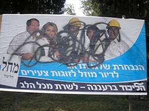 שלט הבחירות של הליכוד מקושקש שלט הבחירות של הליכוד מקושקש